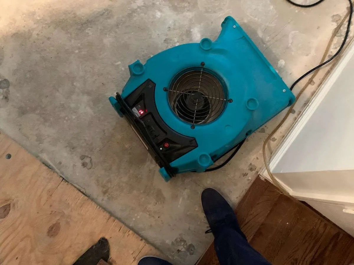 Air mover drying subfloor during Leak Detection & Repair in Paradise Valley